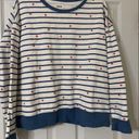 Pact  Crewneck Sweatshirt Organic Cotton Ivory W Blue Stripes & Red Hearts XL EUC Photo 1