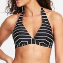 Old Navy  Black White Stripe Halter Tie Underwire Padded Swim Top Swimwear Small Photo 2