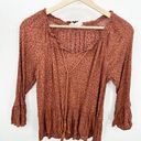 Hippie Rose  Orange Cheetah Print Tie Neck Blouse Women's Size Small S Photo 0