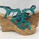 ALDO  Women's Turquoise Mcconkie Strappy Caged Wedge High Heel Shoes 7.5 Photo 2