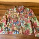 Coldwater Creek  lightweight fall floral denim jacket size large Photo 0
