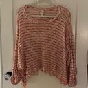 We The Free Free People Red Cream Striped Sweater Photo 0