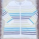 Christopher & Banks  White Blue and Yellow Striped Button Down Cardigan Top Photo 0