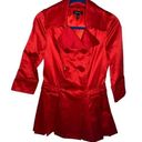 Bebe  RED SATIN DOUBLE BREASTED PEPLUM PEACOAT WOMEN SIZE XS 3/4 SLEEVES POCKETS Photo 0