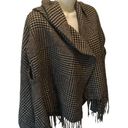 J.Crew Cape Scarf Glen Plaid BLACK  Light Acadamia Wool Blanket Cozy Wrap Poncho Photo 0