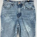 Wild Fable Jeans Size 6 Highest Rise Extreme Flare Light Wash Flowers Raw Hem Photo 3