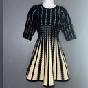 Olivaceous A-Line Gorgeous Long Sleeve Flowy Black & Beige Mini Dress XS - Small Photo 3