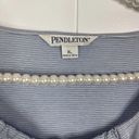 Pendleton  Short Sleeve Blue and White Striped Tee with Tie at Neck SZ XL Photo 5