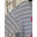 Disney Women's  Mickey Mouse Cropped Long Sleeve Gray Stripe Crop Top Shirt Large Photo 5