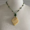 Y2K 2000s beaded chunky green cream mermaid necklace Photo 4