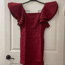 TCEC | NWOT | Square Neck Ruffle Sleeve Dress | S | Burgundy | CD02485 Photo 0