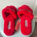 Juicy Couture fur slippers red silver rhinestone brand new y2k Photo 7