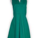 Halston Heritage 𝅺Halston Clover Green Heritage Split Neck Flare Cocktail Dress Photo 6