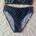 Summersalt Women’s 2  The Ruffle Marina Navy Blue White Polka Dot Bikini Set Photo 2