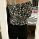 Jun & Ivy Off the shoulder Black and White Flower Crop Top Photo 3