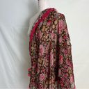 Edge Vintage Smithsonian Institution Wool Scarf Frayed  Red Pink Floral 45x45 Photo 8