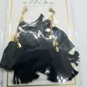 Ettika NWT  18k Gold Plated Black Tassel Earrings Photo 2