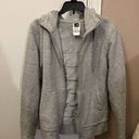 The North Face Light Gray Quilted Zip Up Hooded Jacket, Small Photo 2