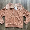 Current Air NWT  Oversized Collar Velour Pullover Shirt 1/4 Zip Taupe Tan Small Photo 4