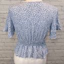 Hippie Rose  Blouse Cropped Blue & White Floral-Small Photo 2