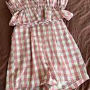 Entro  Gingham Pink & White Strapless Romper Photo 0