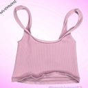 Free People HAPPINESS RUNS SQUARE NECK CROP TOP TANK PINK M L Photo 8