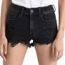 American Eagle  Super Super Stretch Hi-Rise Shortie Black Denim Crochet Size 00 Photo 0