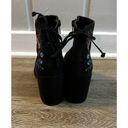 Unisa  Floral Embroidered Booties Black Faux Suede Size 7.5 Women’s Boho Country Photo 2