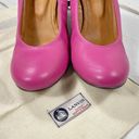 Lanvin Paris Lanvin Pink Leather Round-Toe Wedges Photo 3