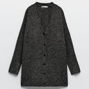 ZARA NWOT  WOOL / ALPACA BLEND RIB TRIM KNIT LONG CARDIGAN GRAY SMALL Photo 6