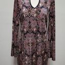 Xhilaration  Black Multi Velvet Paisley Trunpet Sleeve Mini Dress Size Medium Photo 0