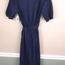 Old Navy NWT  Women’s Embroidered Floral Print Navy Blue Ruffle Hi-Low Wrap Dress Photo 6