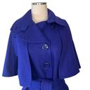 DKNY  Deep Purple Wool Blend Belted Crop Peacoat Cape Jacket Sz M Photo 3