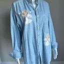 Vintage 90’s Oversized Denim Top With Cherub Angels Blue Size L Photo 2