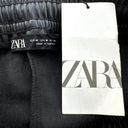 ZARA  Faux Leather Jogger Pants Drawstring Pocket Elastic Waist Black M NWT Photo 2