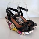 ALDO  Black Leather Doodle Artistic Wedges Photo 0