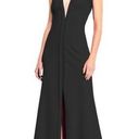 Aidan Mattox  Crepe Halter Gown Plunging Illusion V-Neckline Dress Photo 0