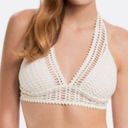 Robin Piccone  Sophia Crochet Banded Halter Bikini Top Cream L Photo 0