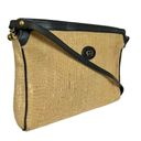 Etienne Aigner Vintage  Woven Straw Navy Blue Leather Shoulder Bag Purse Photo 7