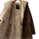 EXPRESS Vintage  Suede Leather Parka Jacket Hooded Faux Fur Lining Oversized OS Photo 4