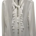 Yoana Baraschi  Ruffle Tie Long Sleeve Sheer Blouse White Size Small Photo 2