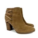 Franco Fortini Carly Brown Suede Braid Lace Back Wooden Booties Photo 0