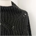 Free People  Seasons Change Cable Knit Mock Neck Sweater Small Black Open Knit Photo 3