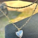 Pearly Heart Pendant Gold Tone 2 Layered Chain Boho Necklace Y2K Summer Beach Photo 6