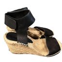 Vince  Sophie Black Leather Wedge Espadrille Sandals Photo 2