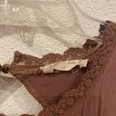 Altar'd State Altar’d State Brown Open Back Lace Overlay Shift Dress Size Large EUC Photo 1