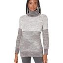 prAna  Abelle Grey Colorblock Cotton Open Knit Turtleneck Tunit Sweater Medium Photo 2