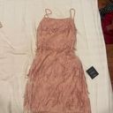 Lulus Fringe Lace Up Mini Dress Blush Pink Photo 2