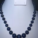 Vintage Blue  Glass Bead with Gold Tone Chain Necklace Photo 9