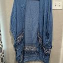 American Eagle  Topper Floral Shawl Wrap Scarf Blue Bandana fringe O/S Photo 0